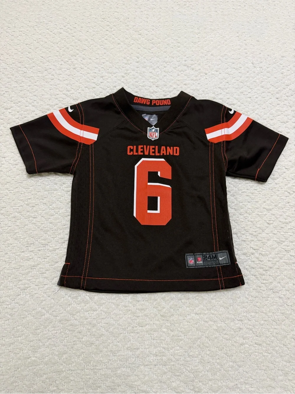 Authentic Nike On Field Cleveland Browns Baker Mayfield Jersey Kid’s Size 24 M